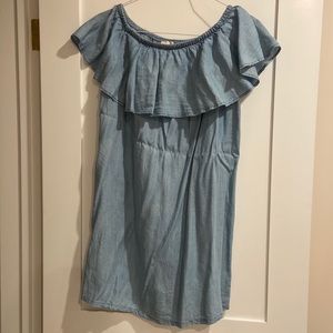 denim off the should dress
